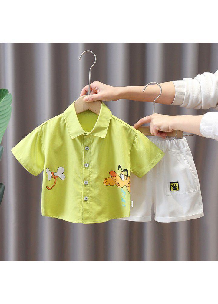 Boys' Summer Short Sleeve Shirt Set 1-3 years old 4 fashion baby shirt shorts summer foreign style children's two piece set fashion