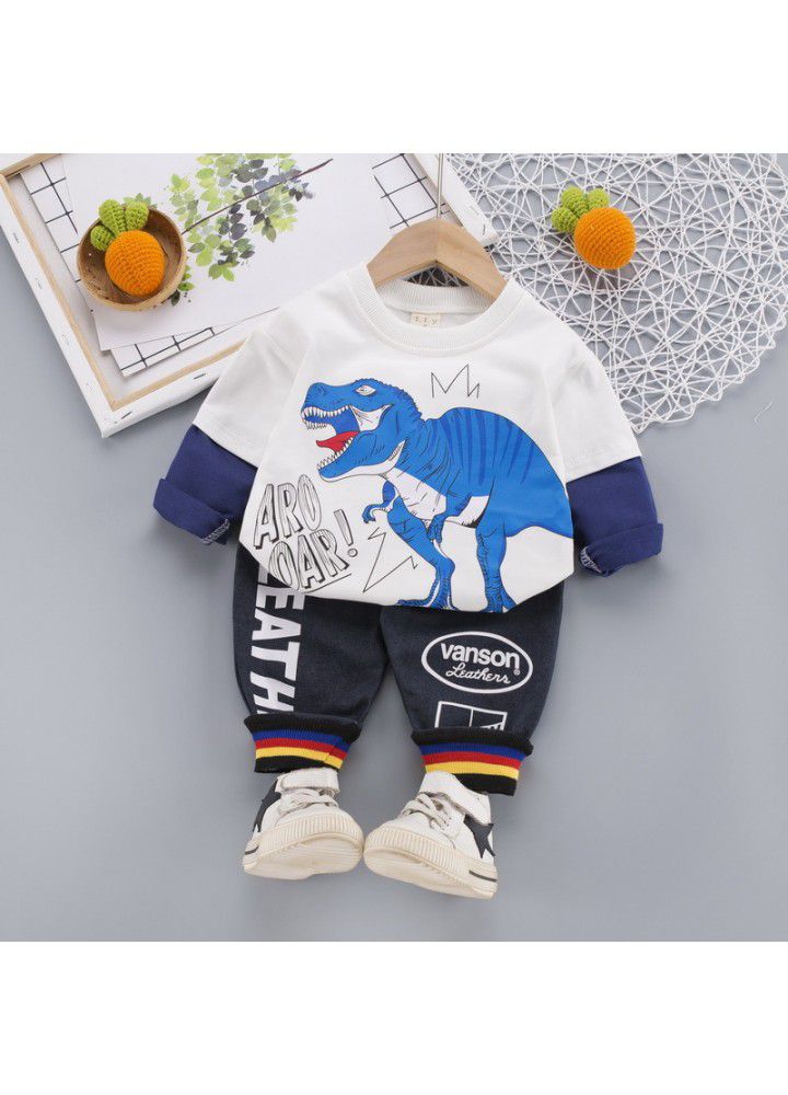 Postal children's clothing children's shirt set 20 new girls' Lapel casual pants boys' Jianlong top pants
