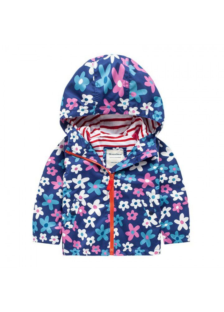 Girls' wind proof and waterproof Hooded Coat new children's wear children's stormsuit in spring 2020