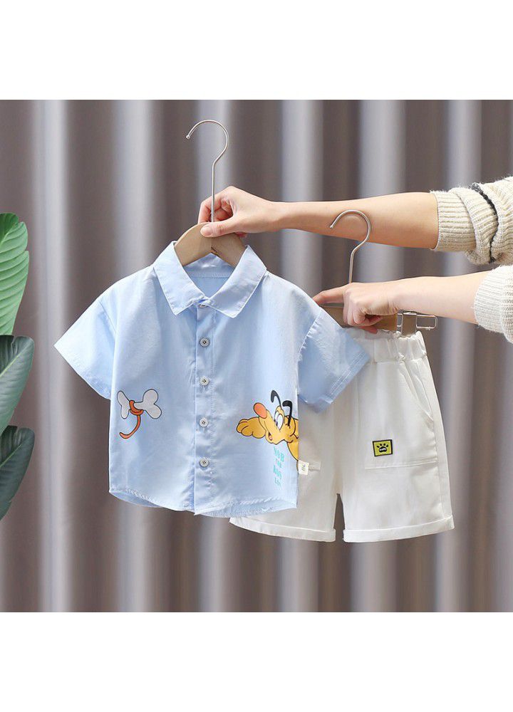 Boys' Summer Short Sleeve Shirt Set 1-3 years old 4 fashion baby shirt shorts summer foreign style children's two piece set fashion