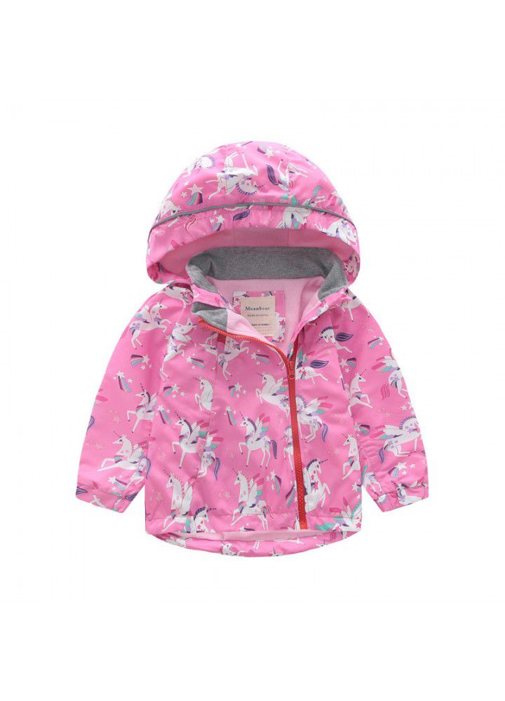 2020 spring and autumn boys and girls Plush hooded double zipper coat children's windbreaker children's assault coat children's wear