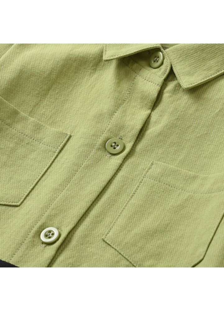 2020 cross border new children's wear Euro American style solid color Lapel long sleeve single breasted shirt letter belt children's wear for men and women