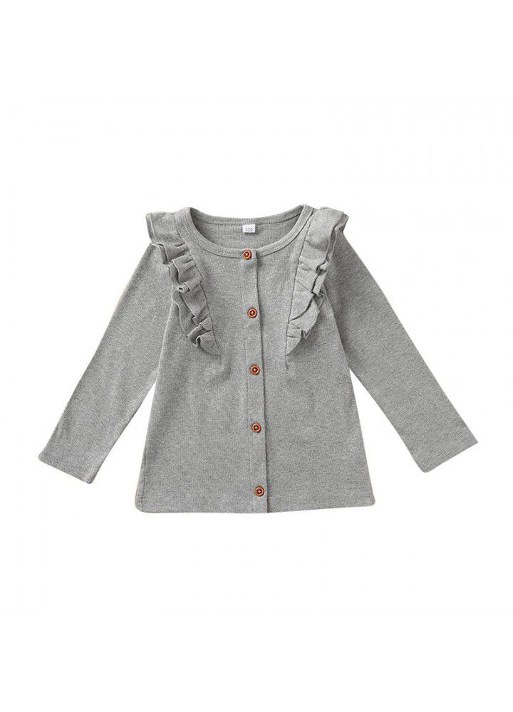 Autumn and winter girls' button coat baby's long sleeve cardigan
