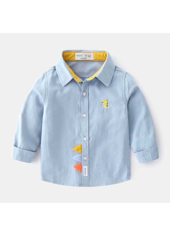 New spring and autumn Korean children's wear boys' fashion cute cartoon cotton shirt wholesale