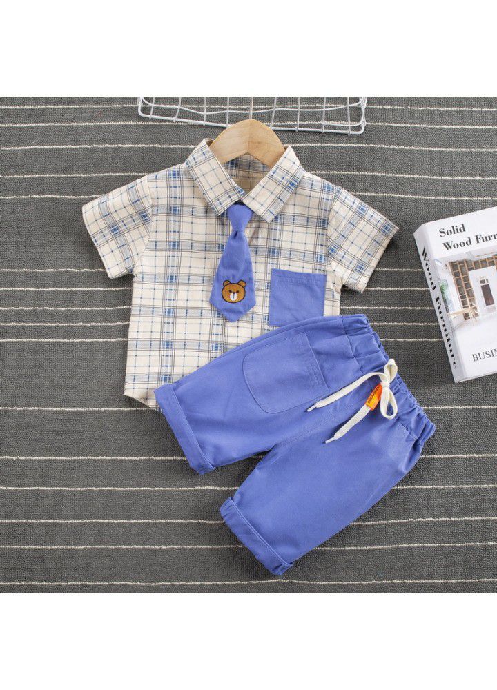 Boys summer suit 2021 new handsome short sleeve shirt 1-3 years old 4 children's summer outdoor wear two piece set