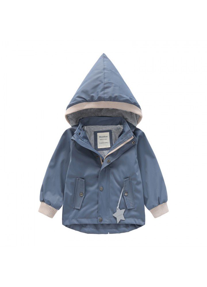 Boys' and girls' windbreaker rainproof hat detachable girls' coat