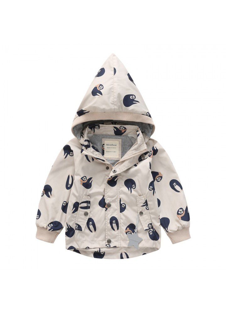 Boys' windbreaker spring and autumn children's fashion coat outdoor windproof and rainproof assault coat hat detachable children's jacket