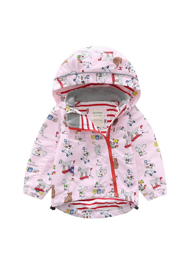 Boys' and girls' cartoon Hooded Jacket children's personality windbreaker 2020 spring new reflective strip