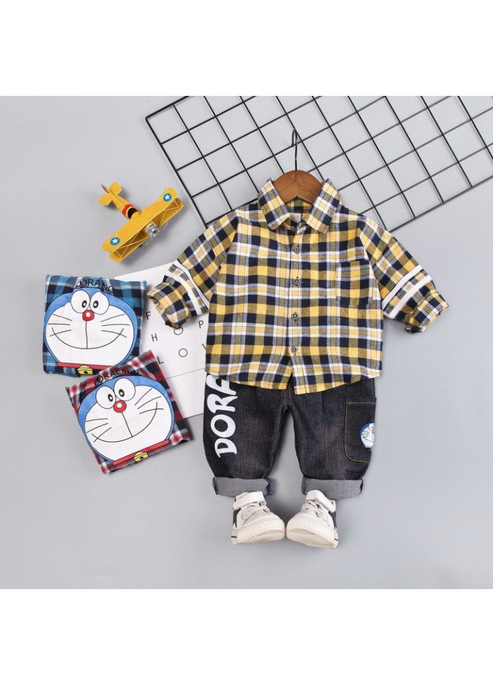 2020 spring new children's wear children's leisure shirt two sets long sleeve trousers set one hair