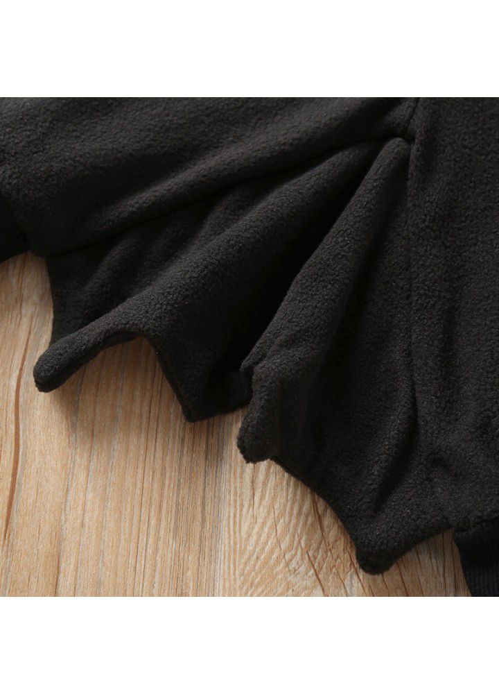 Halloween children's bat clothing black hooded long sleeve personalized zipper coat boys' holiday clothing wholesale customization