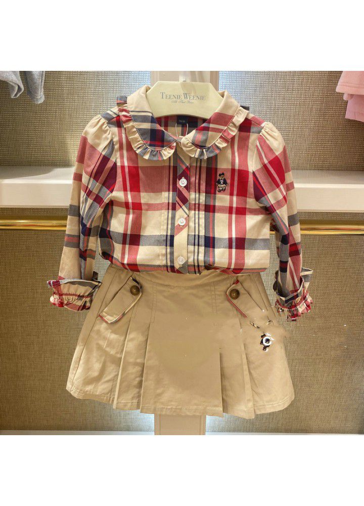 Presale a cub Plaid Lapel girl's shirt and children's shirt