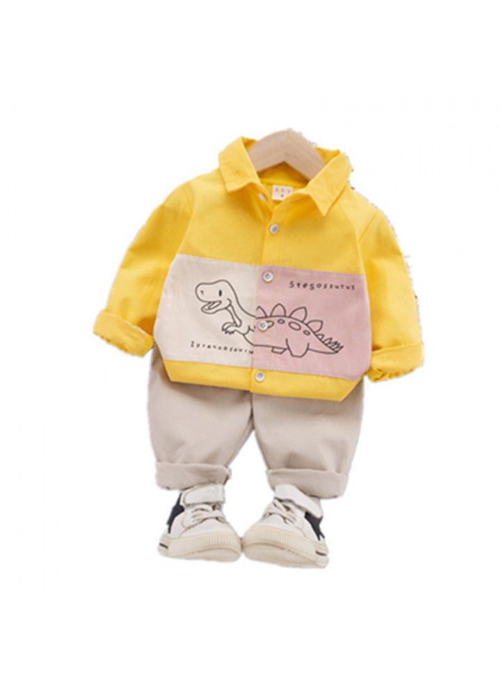Baoyou children's clothing 2020 autumn new children's suit Jianlong shirt two piece children's clothing for 0-4 years old