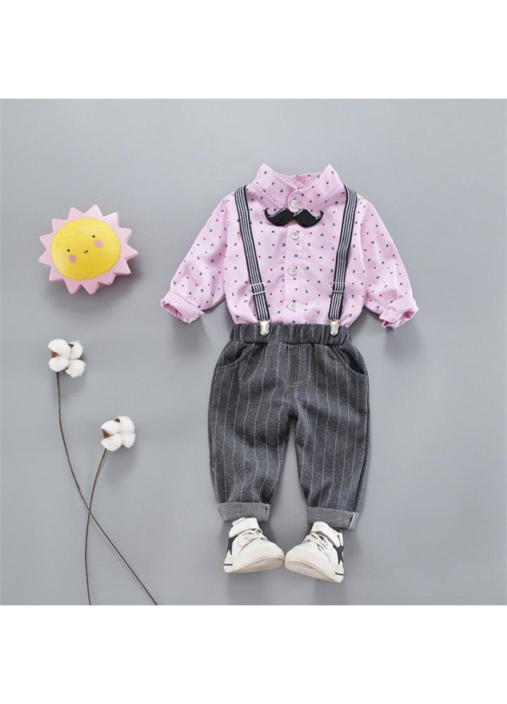 2020 spring new children's wear children's leisure shirt two sets long sleeve trousers set one hair