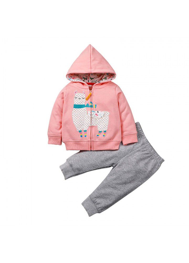 2021 autumn children's suit baby coat two piece baby children's suit baby going out clothing factory direct cross border