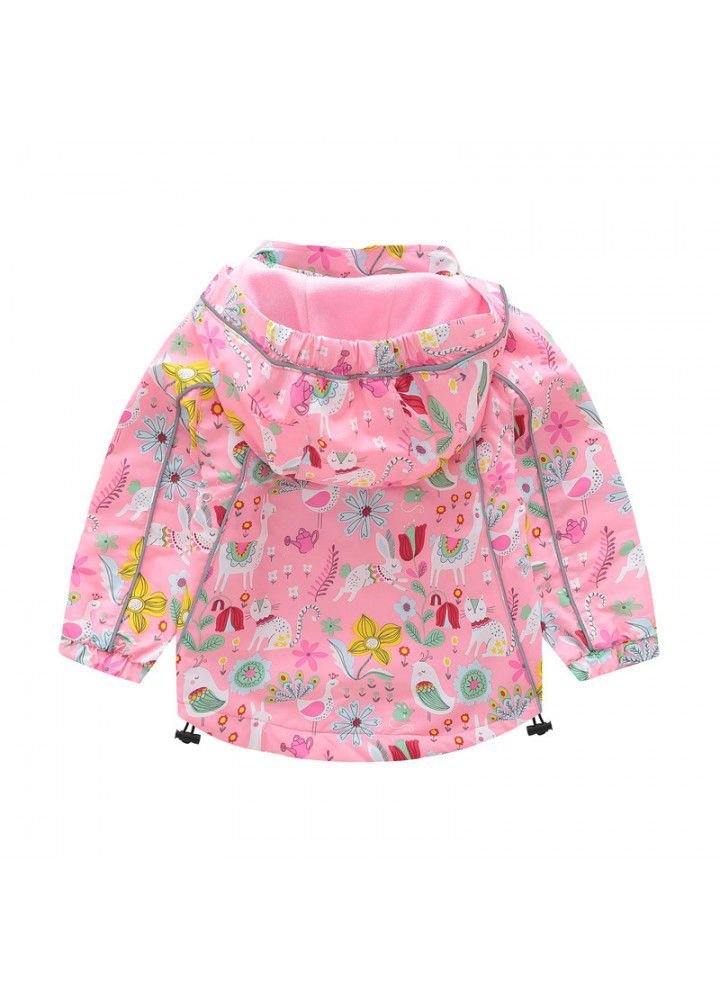Korean children's and men's clothing children's autumn and winter stormcoat waterproof windbreaker Plush windbreaker outdoor clothing