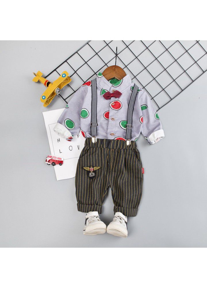 2020 spring new children's wear children's leisure shirt two sets long sleeve trousers set one hair