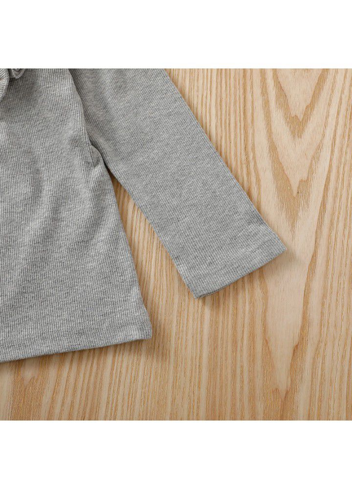Autumn and winter girls' button coat baby's long sleeve cardigan