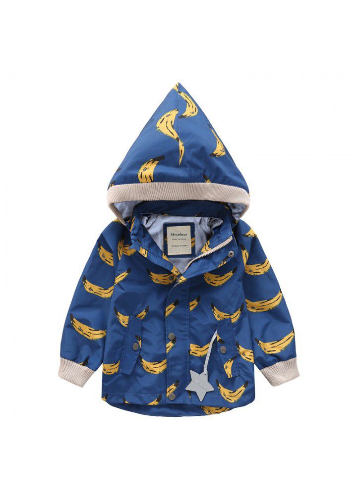 Boys' windbreaker spring and autumn children's fashion coat outdoor windproof and rainproof assault coat hat detachable children's jacket