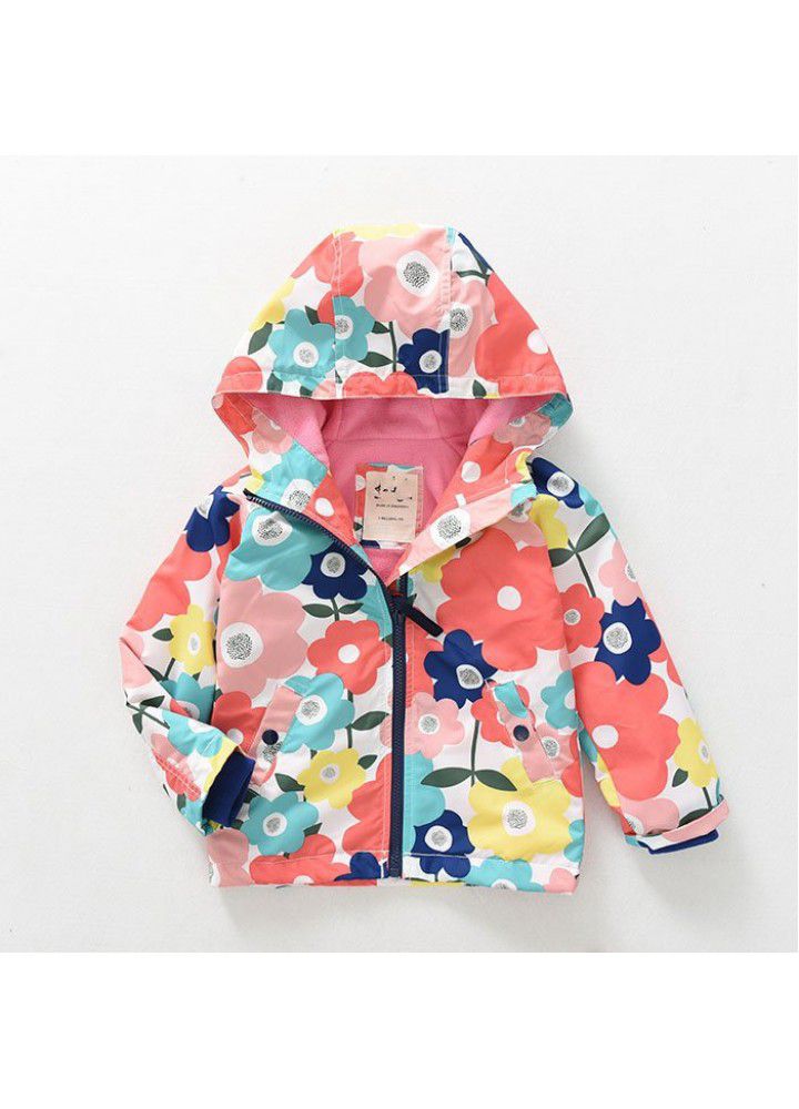 Boys and girls' windproof Plush Hooded Coat children's thickened windbreaker autumn and winter new children's wear