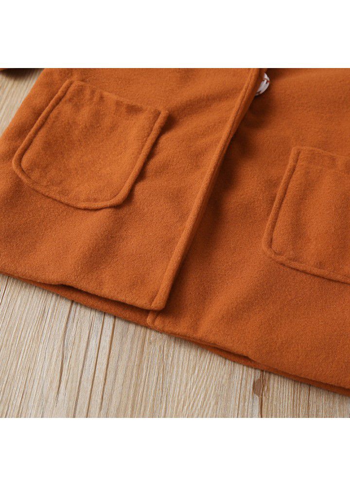 Spot European and American children's pure wool overcoat boys' long sleeve spring and autumn overcoat children's clothing fast selling wholesale