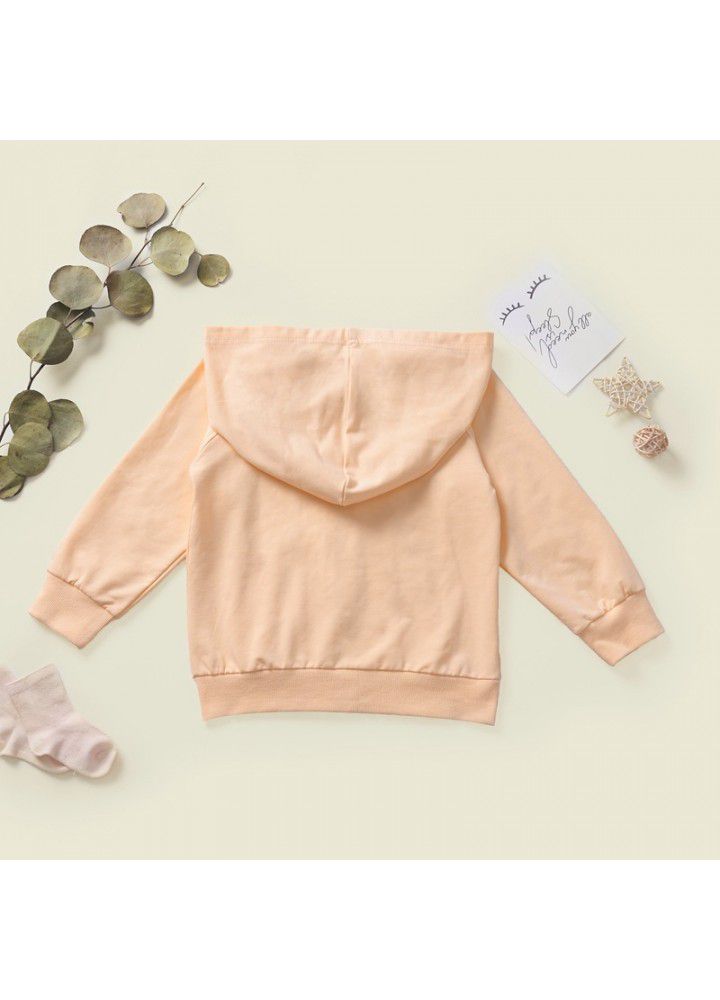 A139 # girls' coat Long Sleeve Top solid color simple casual autumn coat zipper coat children's wear