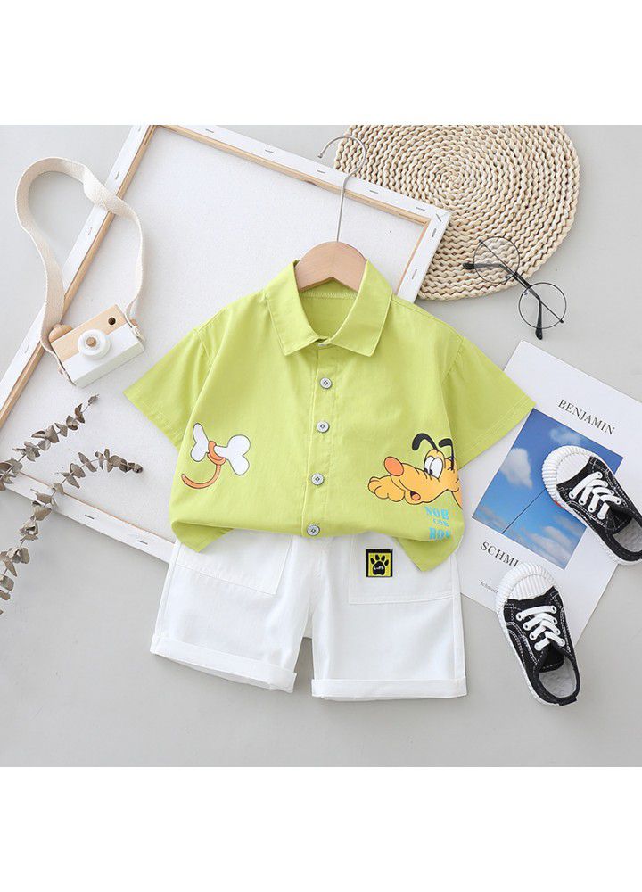 Boys' Summer Short Sleeve Shirt Set 1-3 years old 4 fashion baby shirt shorts summer foreign style children's two piece set fashion