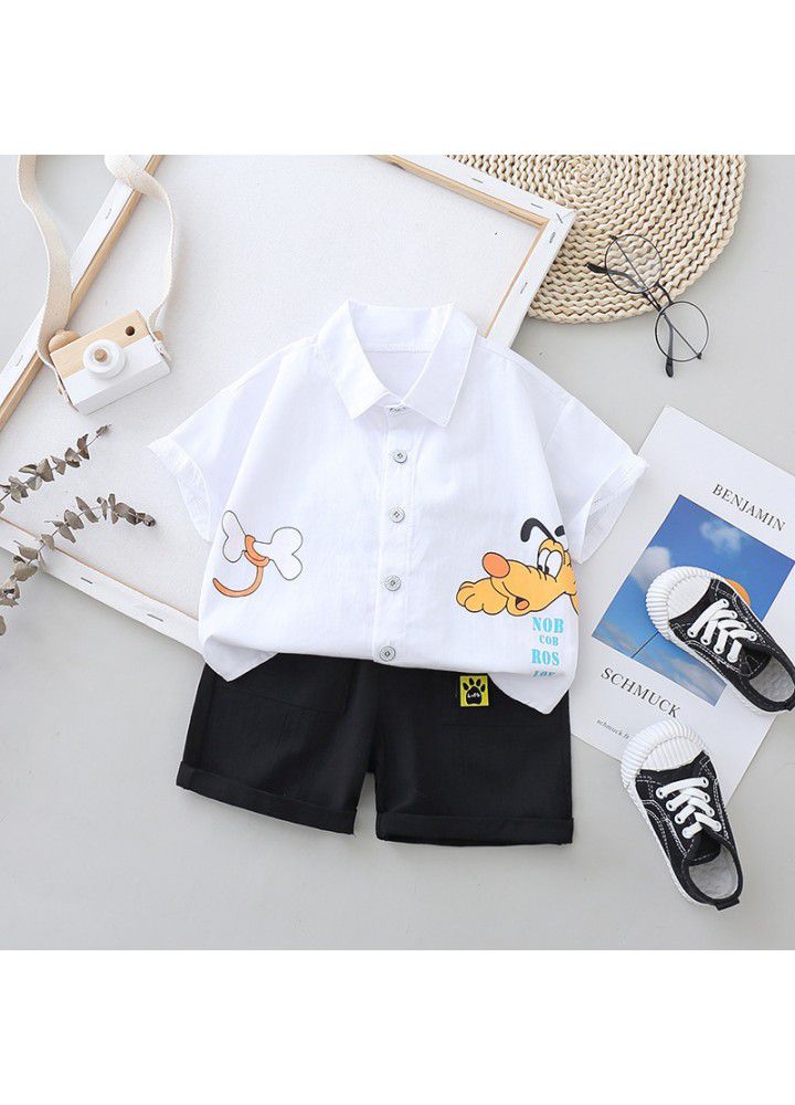 Boys' Summer Short Sleeve Shirt Set 1-3 years old 4 fashion baby shirt shorts summer foreign style children's two piece set fashion