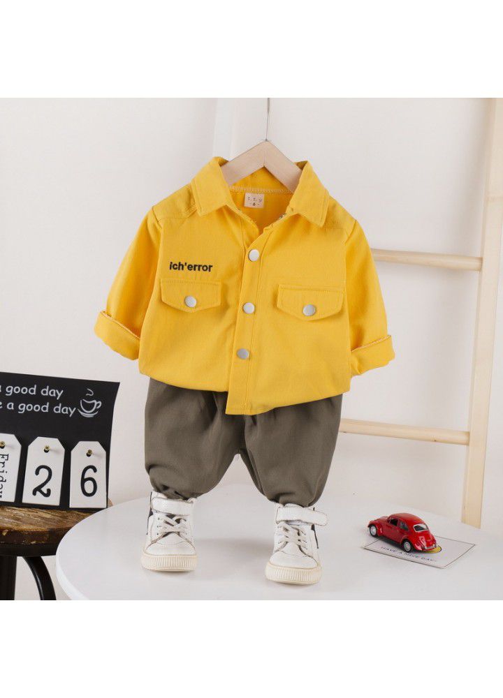 Postal children's clothing children's shirt set 20 new girls' Lapel casual pants boys' Jianlong top pants