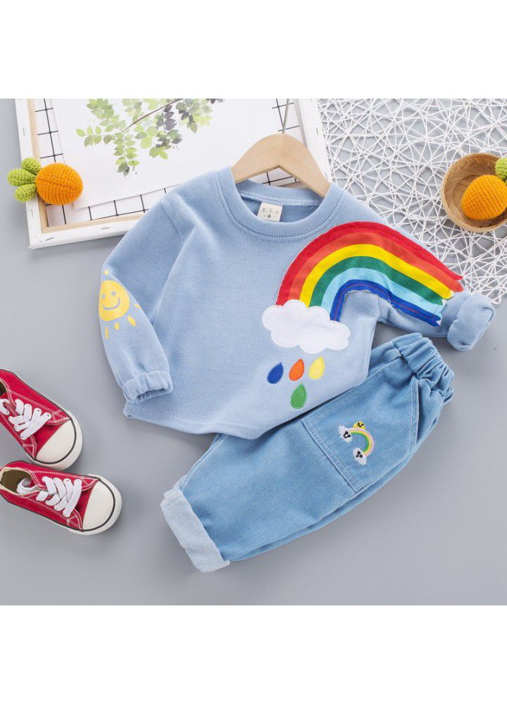 Postal children's clothing children's shirt set 20 new girls' Lapel casual pants boys' Jianlong top pants