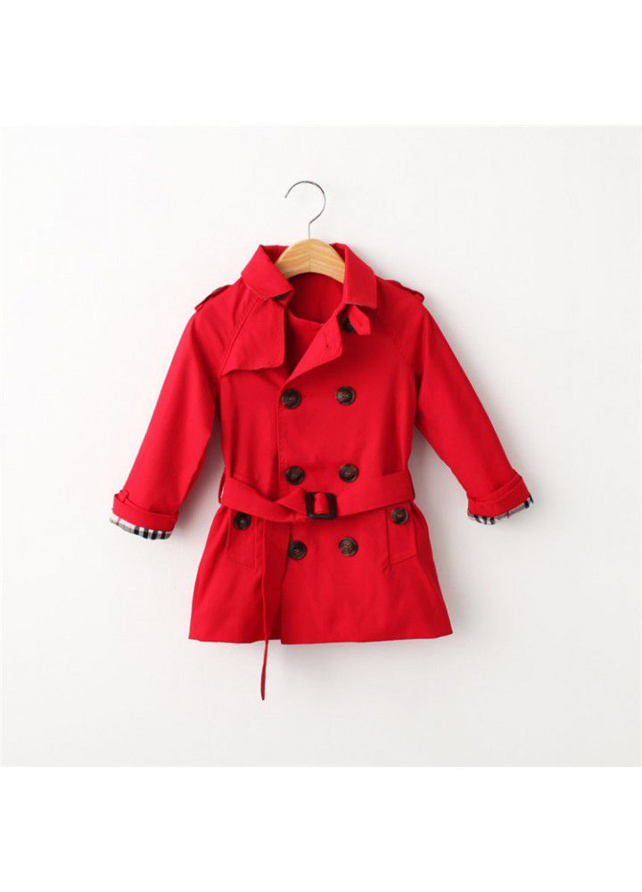 Foreign trade original single boy's windbreaker coat spring and autumn girl's coat medium length thickened coat British children's windbreaker