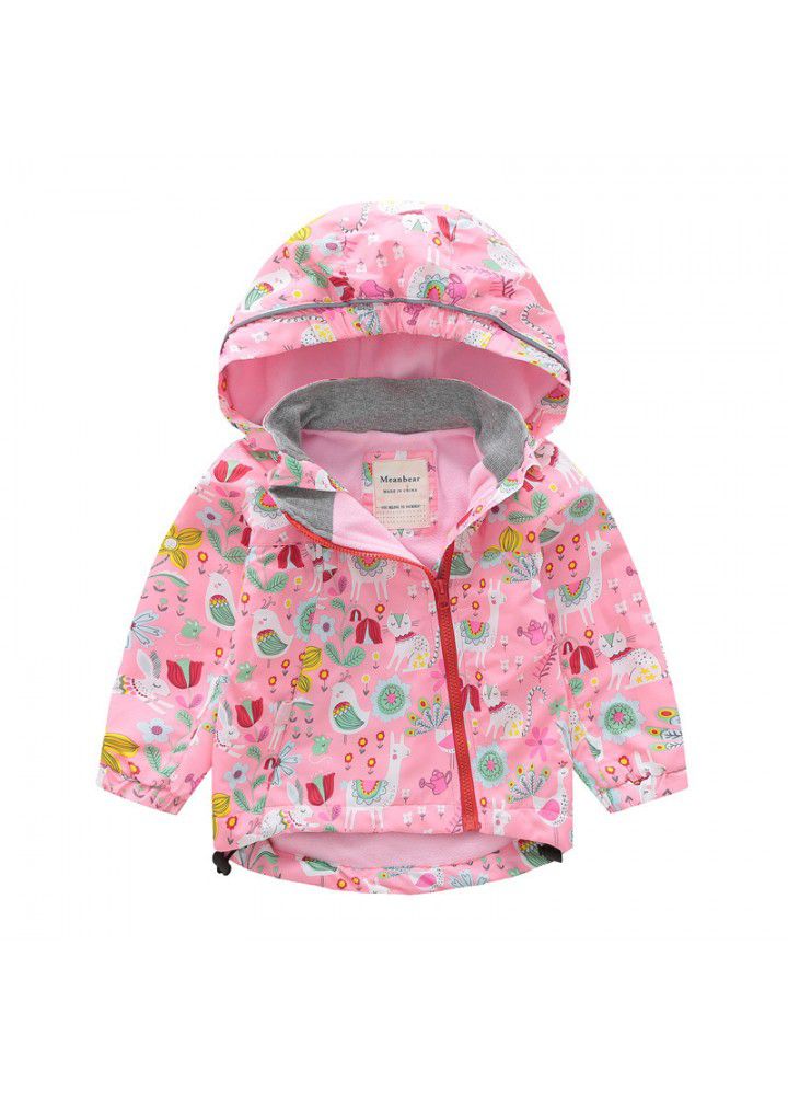 Korean children's and men's clothing children's autumn and winter stormcoat waterproof windbreaker Plush windbreaker outdoor clothing