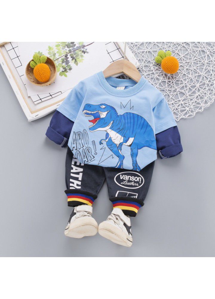 Postal children's clothing children's shirt set 20 new girls' Lapel casual pants boys' Jianlong top pants