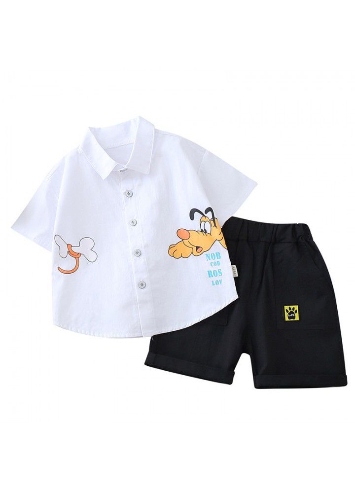 Boys' Summer Short Sleeve Shirt Set 1-3 years old 4 fashion baby shirt shorts summer foreign style children's two piece set fashion