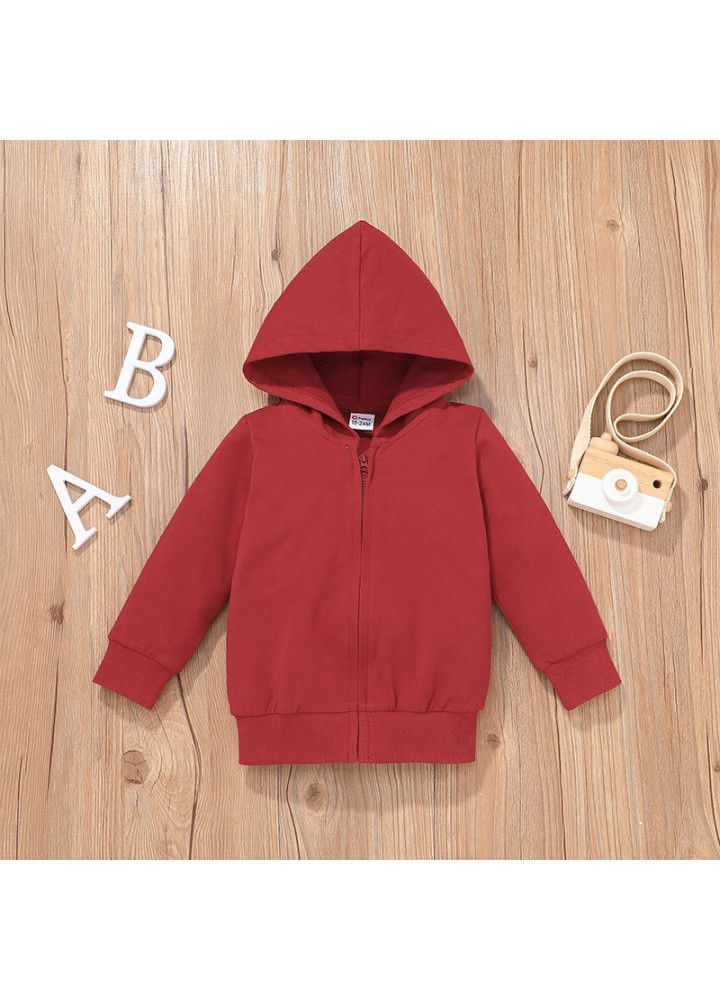 Children's autumn new 2021 hooded zipper coat set