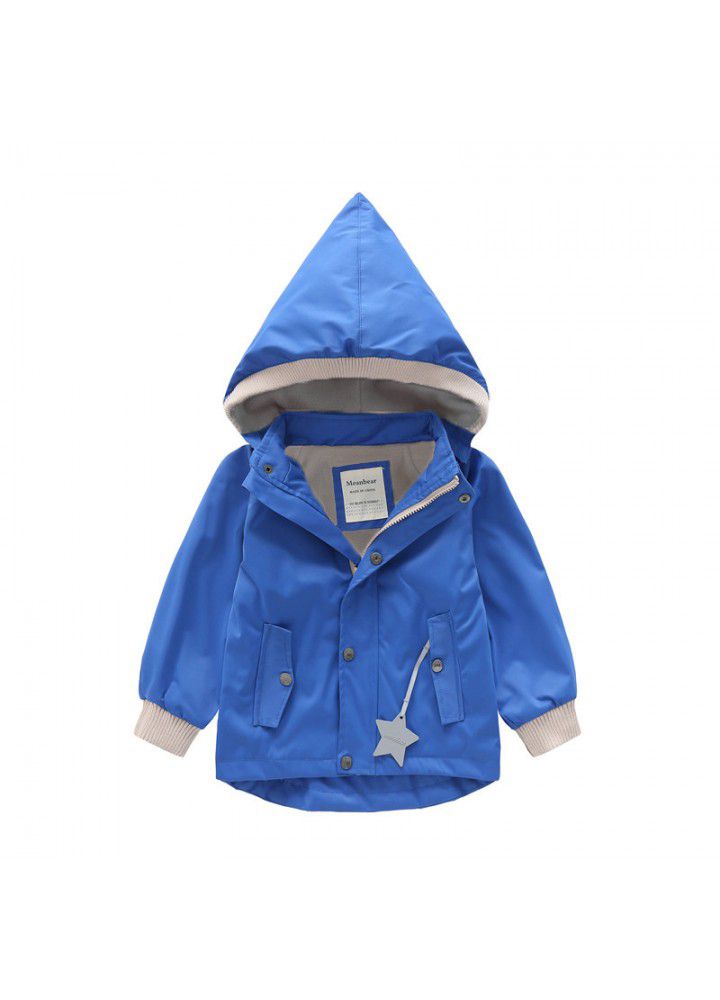 Boys' and girls' windbreaker rainproof hat detachable girls' coat