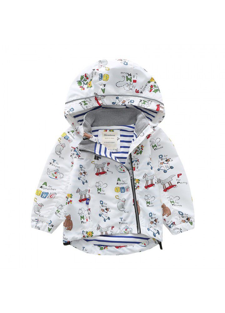 Boys' and girls' cartoon Hooded Jacket children's personality windbreaker 2020 spring new reflective strip