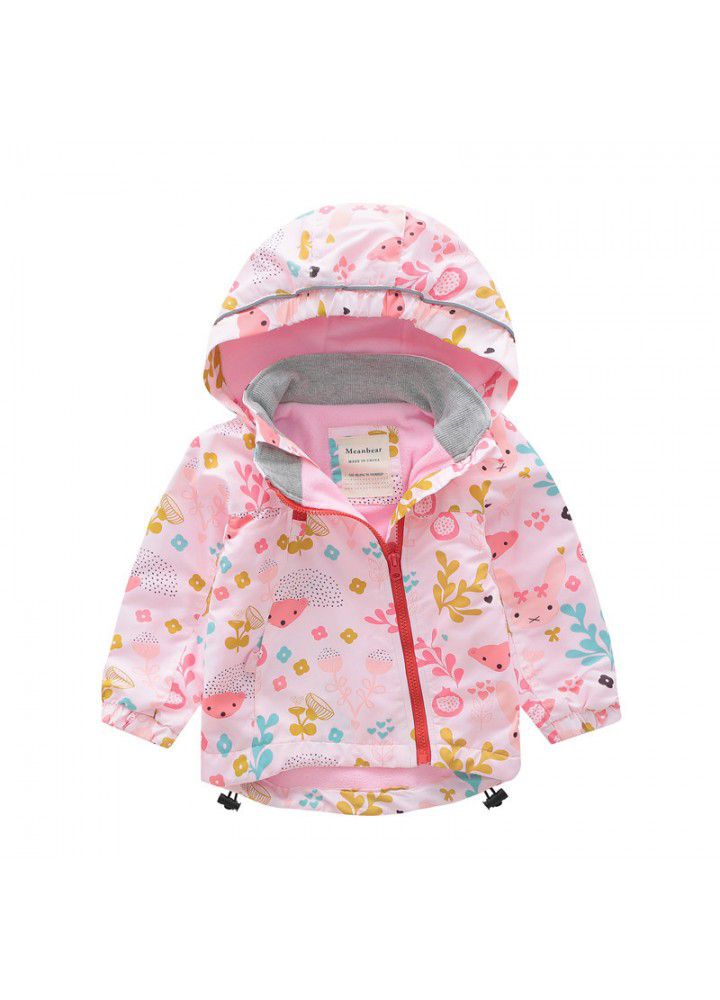 Korean children's and men's clothing children's autumn and winter stormcoat waterproof windbreaker Plush windbreaker outdoor clothing