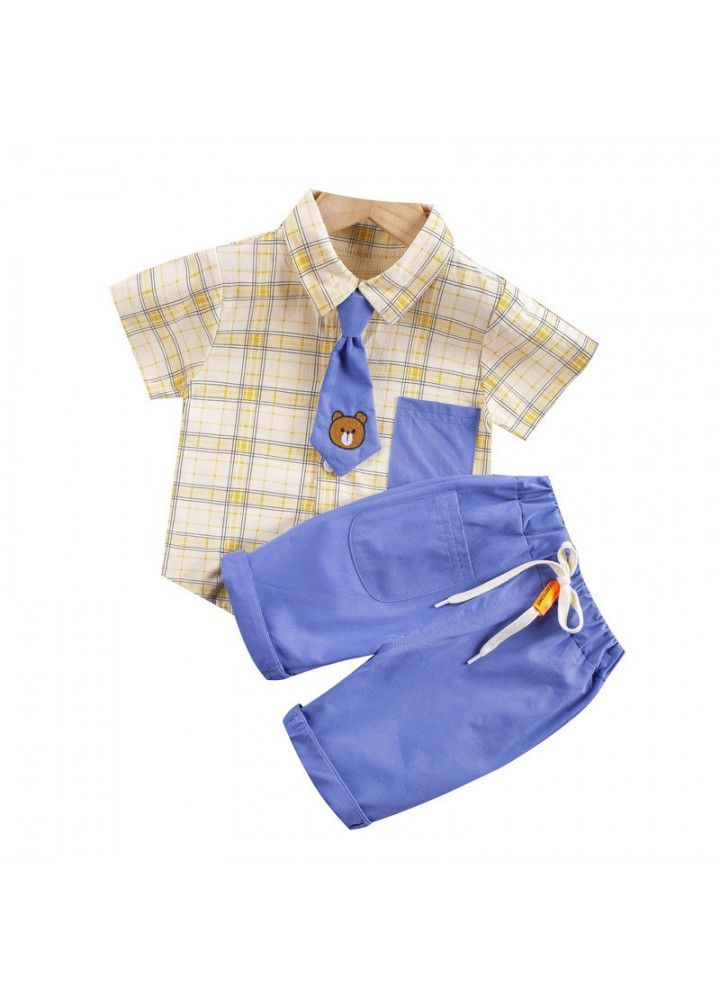 Boys summer suit 2021 new handsome short sleeve shirt 1-3 years old 4 children's summer outdoor wear two piece set