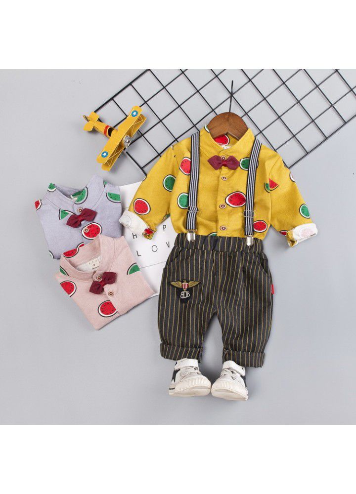 Ins popular plaid shirt children's clothing one hair generation 2019 children's clothing boys 1-3 years old children's jeans suit fashion