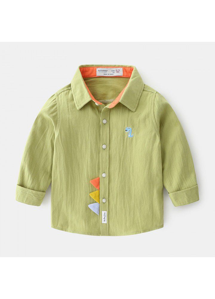 New spring and autumn Korean children's wear boys' fashion cute cartoon cotton shirt wholesale