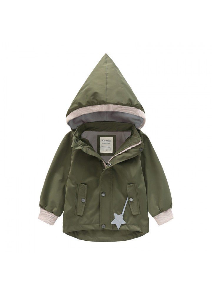 Boys' and girls' windbreaker rainproof hat detachable girls' coat