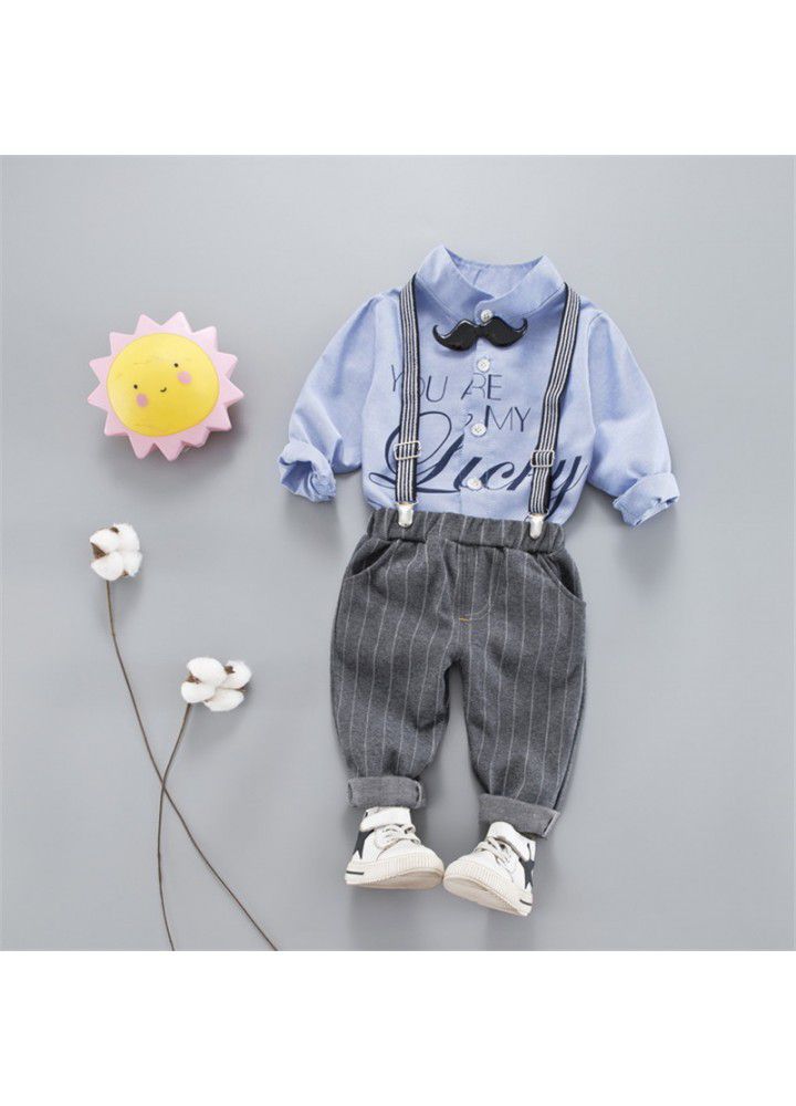 2020 spring new children's wear children's leisure shirt two sets long sleeve trousers set one hair