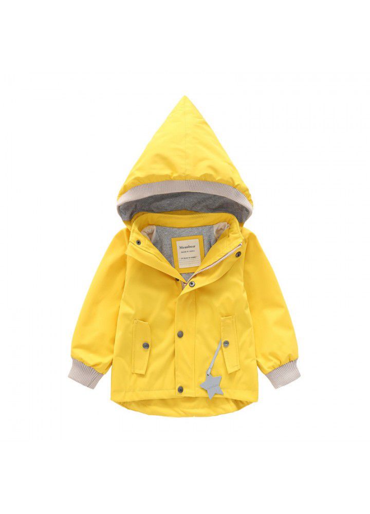 Boys' and girls' windbreaker rainproof hat detachable girls' coat