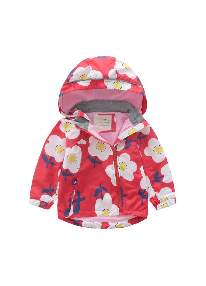 2020 spring and autumn boys and girls Plush hooded double zipper coat children's windbreaker children's assault coat children's wear