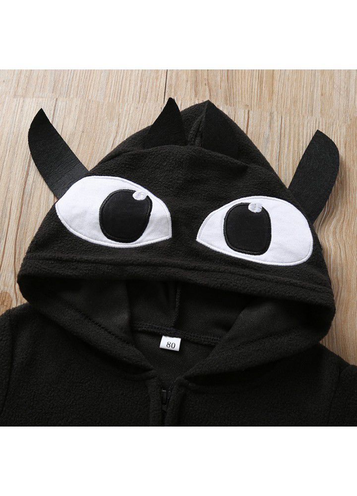 Halloween children's bat clothing black hooded long sleeve personalized zipper coat boys' holiday clothing wholesale customization