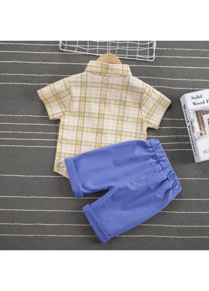 Boys summer suit 2021 new handsome short sleeve shirt 1-3 years old 4 children's summer outdoor wear two piece set