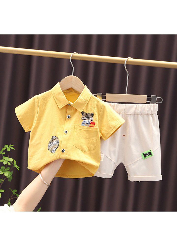2021 summer new boys' short sleeve shirt suit children's light summer suit for 1-4 year old children