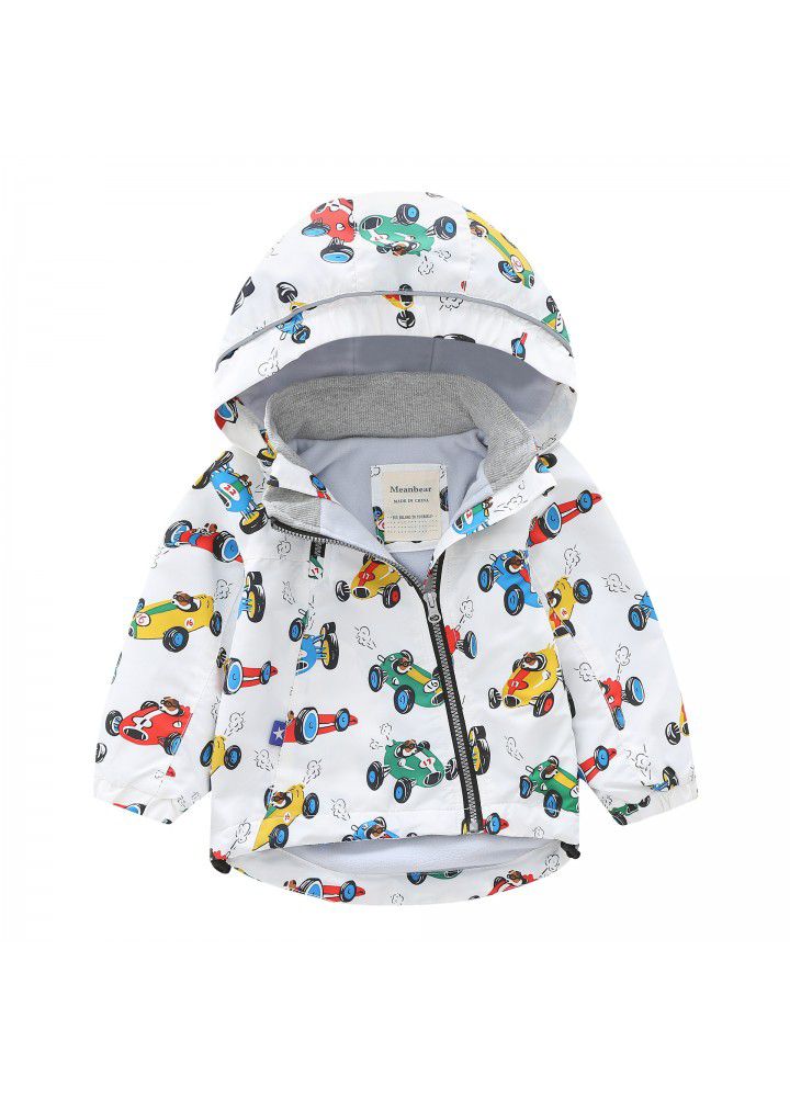 2020 spring and autumn boys and girls Plush hooded double zipper coat children's windbreaker children's assault coat children's wear